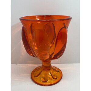 Vintage Viking Glass Bright Orange Footed Candy Bowl